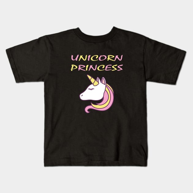 Unicorn Princess Kids T-Shirt by JevLavigne